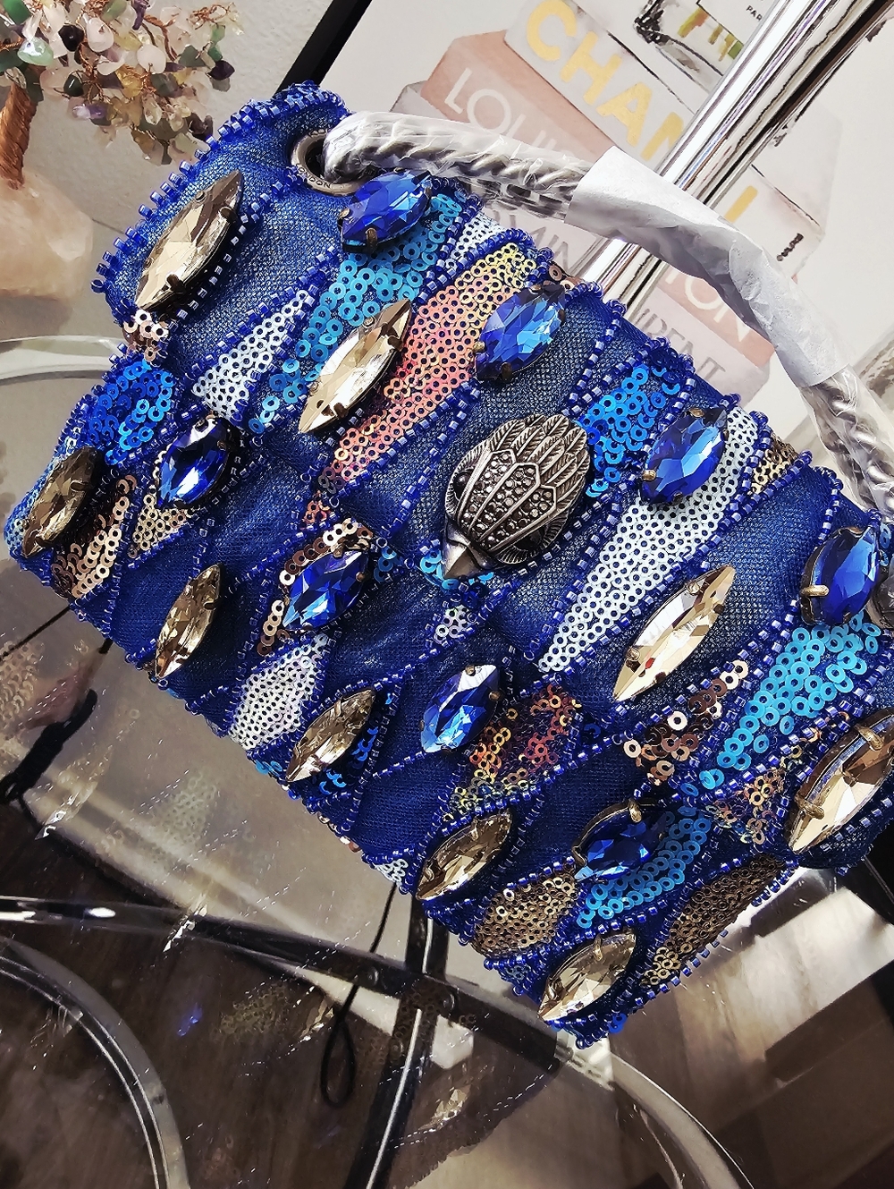 Kurt Geiger Kesington Medium Blue Sequin - Picture 3 of 10